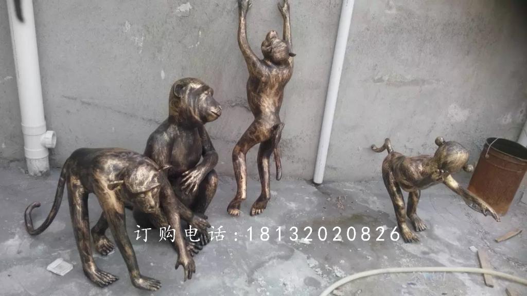 猴子銅雕，動物銅雕 (2)