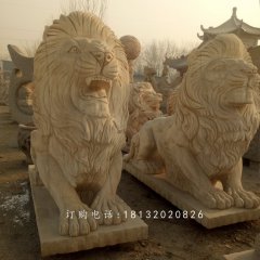趴著的匯豐獅石雕，公園動(dòng)物石雕