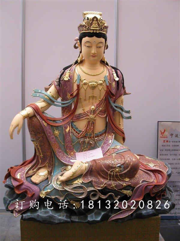 玻璃鋼觀音雕塑，坐式觀音菩薩玻璃鋼雕塑