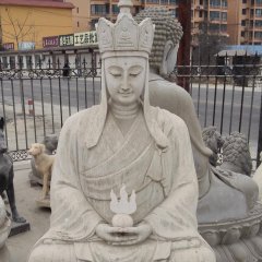 地藏菩薩石雕，大理石坐式佛像雕塑