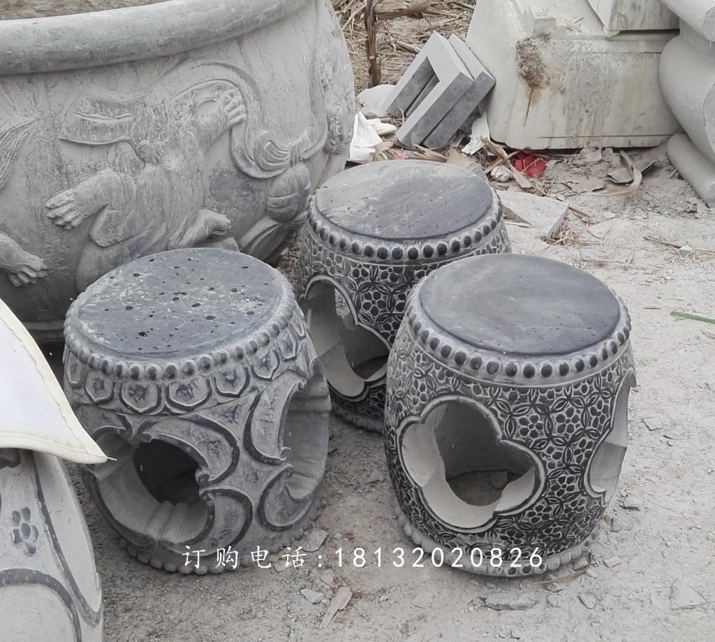 仿古石桌石凳，鼓式桌凳石雕 (2)