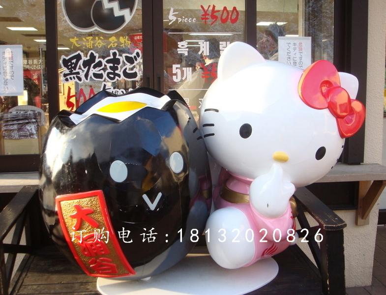 玻璃鋼kitty貓雕塑，卡通玻璃鋼雕塑