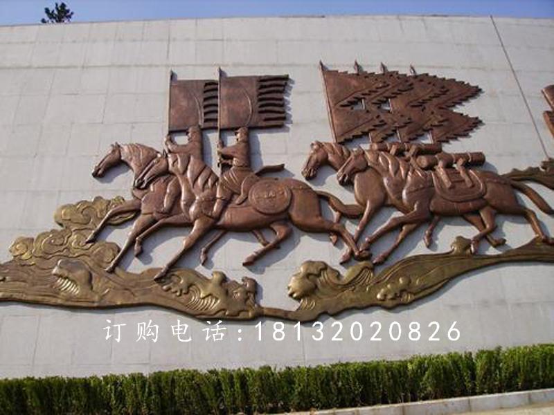 鍛銅浮雕,古代人物騎馬銅浮雕