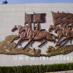 鍛銅浮雕，古代人物騎馬銅浮雕