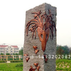 鍛銅浮雕，蝴蝶蘭花銅浮雕