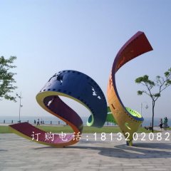 不銹鋼五彩膠卷雕塑，不銹鋼景觀雕塑