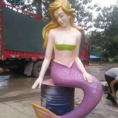 玻璃鋼美人魚雕塑，玻璃鋼彩繪雕塑