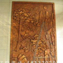 銅浮雕，松鶴延年銅浮雕