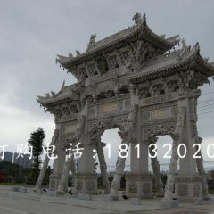 三門石牌樓，大理石牌樓雕塑