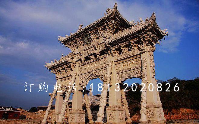 三門石牌樓，大理石牌樓雕塑 (2)