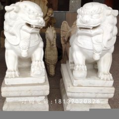 小獅子石雕，漢白玉獅子雕塑