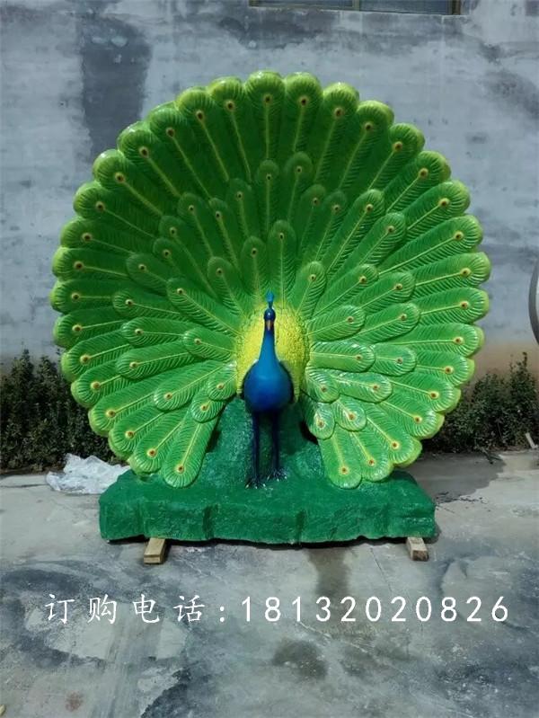 玻璃鋼孔雀開屏雕塑，玻璃鋼動物雕塑