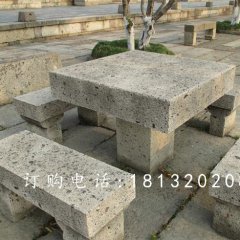 方桌石雕，長(zhǎng)凳石雕，公園石桌凳