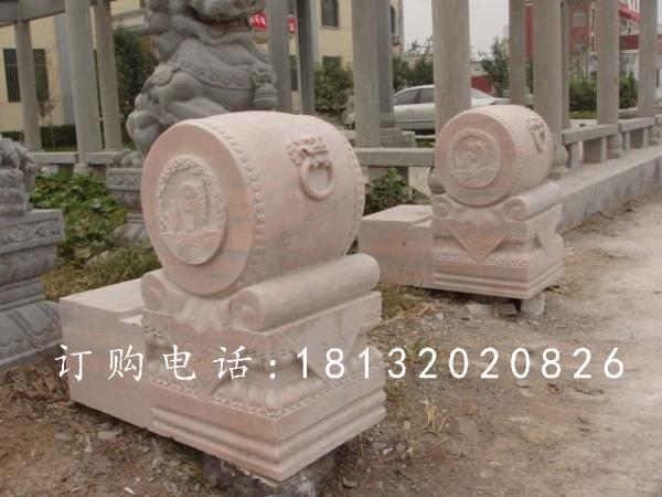石雕門鼓，晚霞紅門鼓石雕