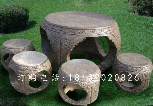 仿古石雕桌凳，庭院桌椅石雕