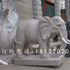 大理石小象，公園動物石雕