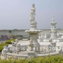 漢白玉噴泉石雕，廣場(chǎng)人物石噴泉