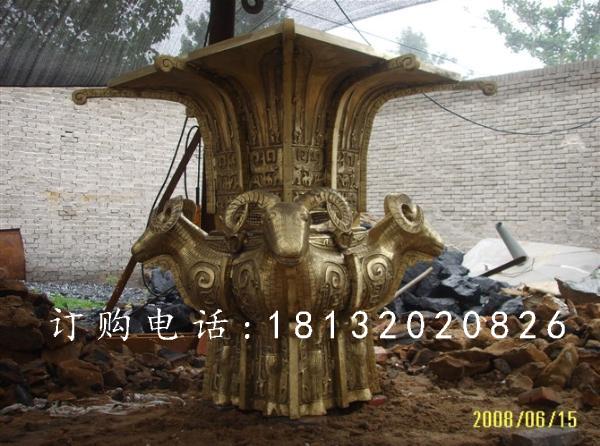 四羊方尊銅雕，鎏金四羊方尊銅雕
