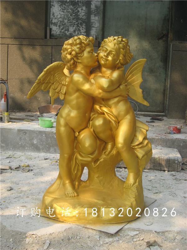 玻璃鋼小天使雕塑，玻璃鋼西方人物雕塑