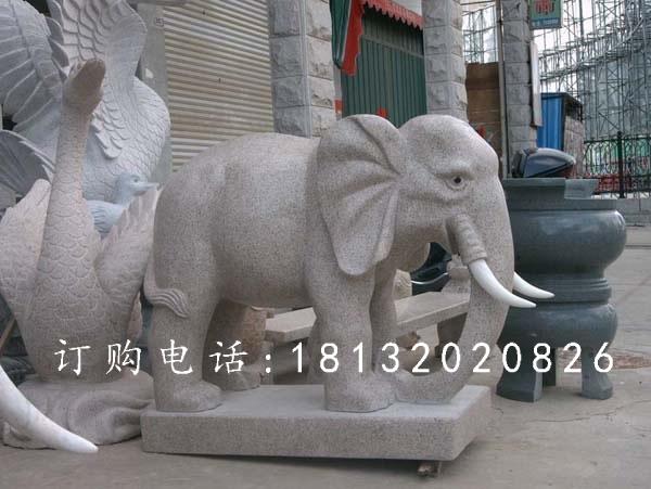 大理石小象，公園動物石雕