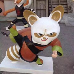 玻璃鋼功夫熊貓雕塑，卡通動物雕塑