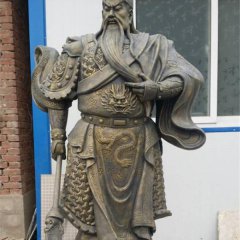 持刀關(guān)公銅雕，寺廟銅關(guān)公