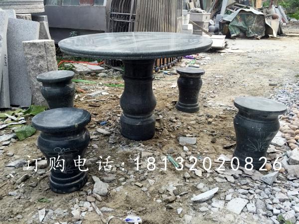 黑色石桌椅，公園桌椅石雕
