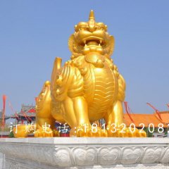 獨(dú)角獸銅雕，鎏金銅獨(dú)角獸