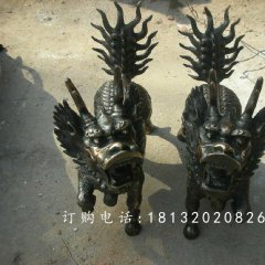 麒麟銅雕，小型青銅麒麟