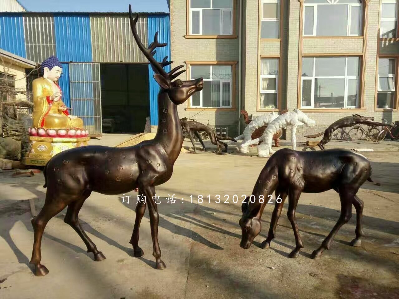 銅鹿雕塑,公園動(dòng)物銅雕