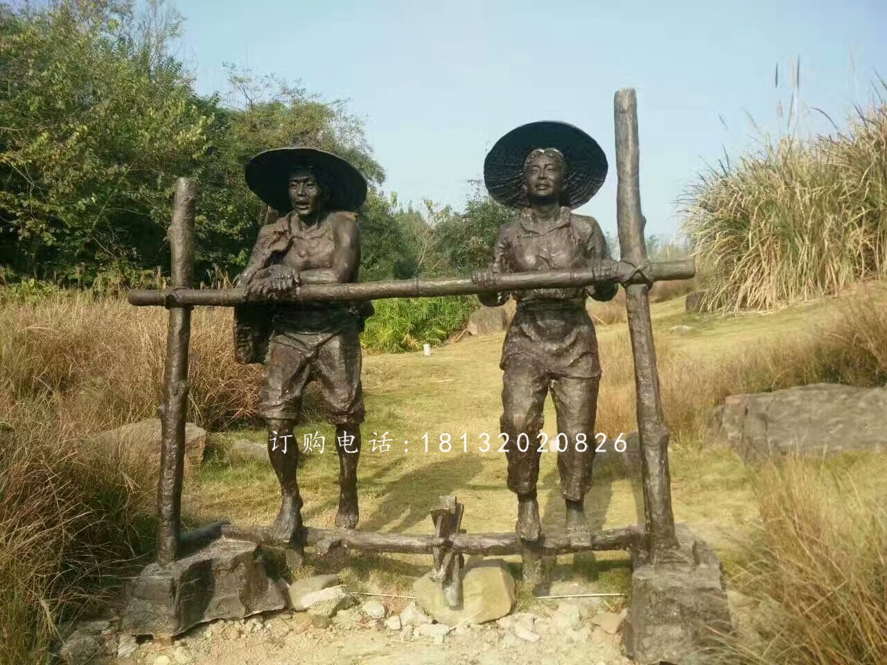 干農活人物雕塑，公園人物銅雕