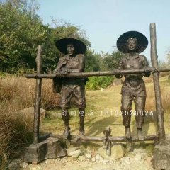 干農(nóng)活人物雕塑，公園人物銅雕