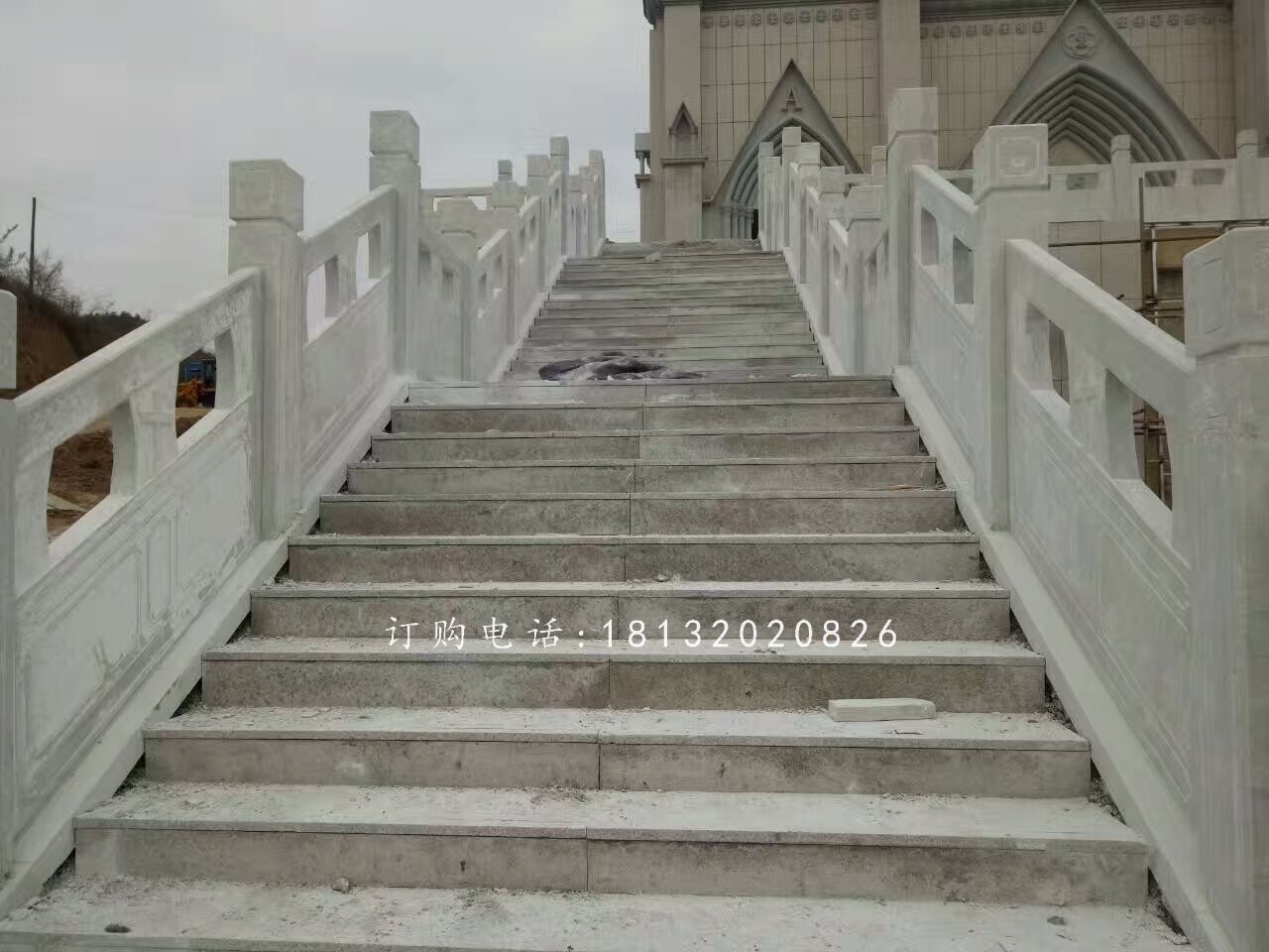 教堂石欄板雕塑，漢白玉欄板石雕 (2)