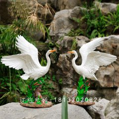玻璃鋼白鷺雕塑，玻璃鋼仿真動物