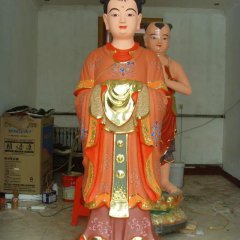 玻璃鋼龍女雕塑，貼金彩繪龍女雕塑