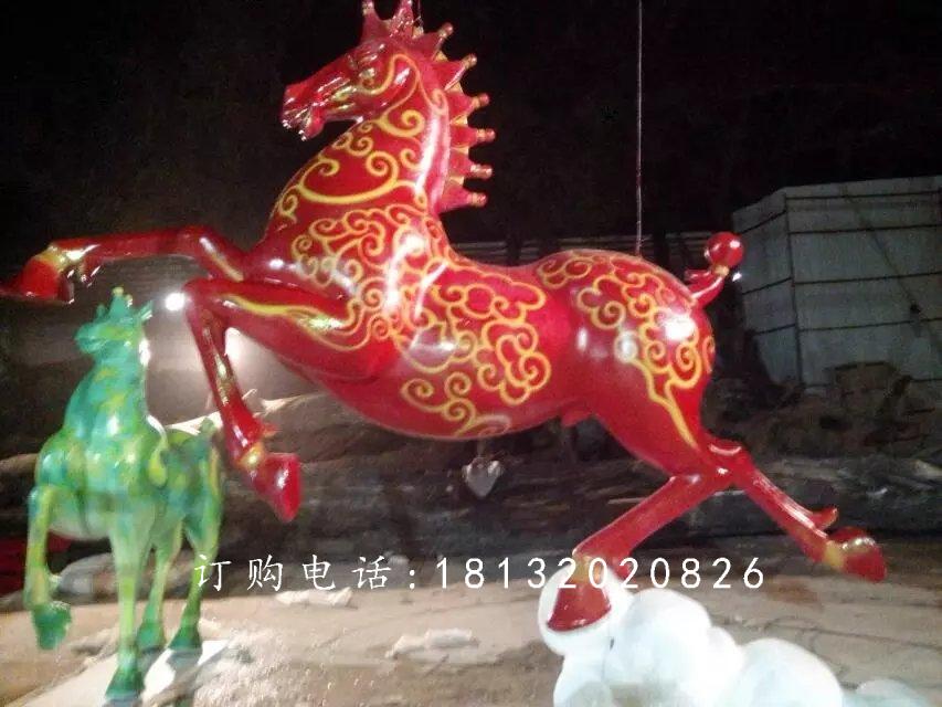 彩繪奔馬雕塑，廣場玻璃鋼雕塑 (3)