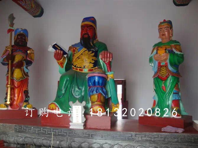 玻璃鋼關(guān)公讀春秋雕塑，玻璃鋼彩繪關(guān)公