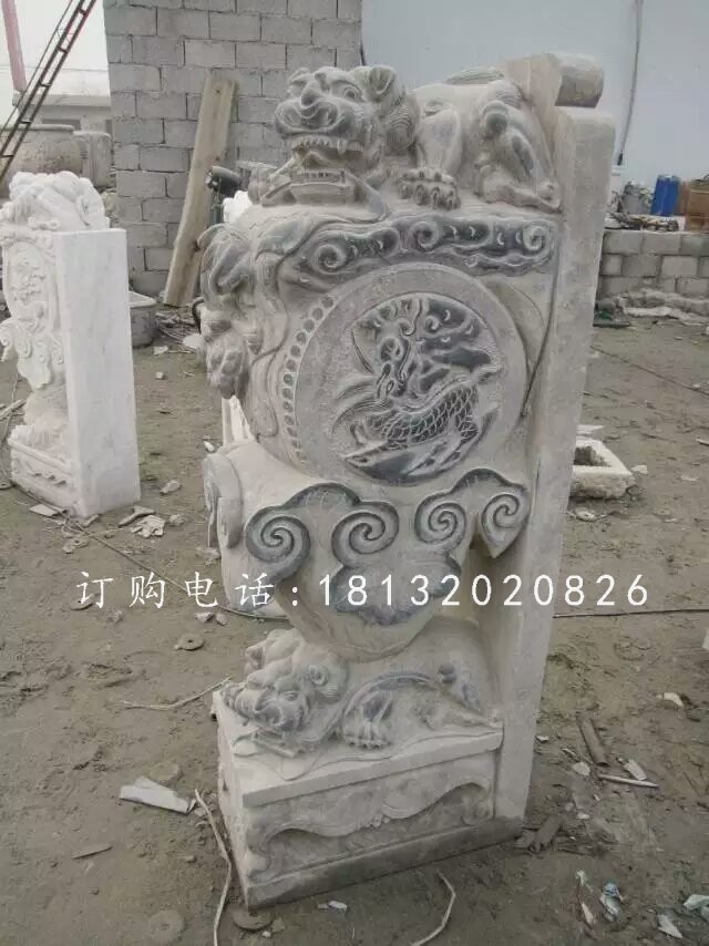 獅子門墩雕塑，仿古石雕門墩 (1)