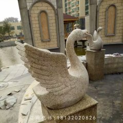 砂巖天鵝雕塑，小區(qū)景觀動物石雕