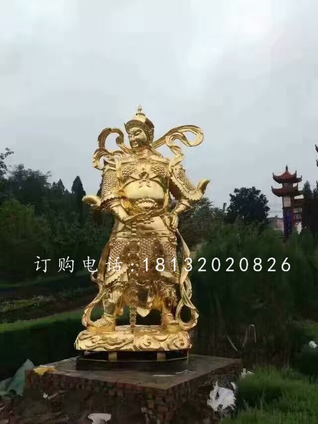 韋陀銅雕，貼金菩薩雕塑