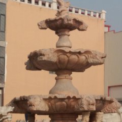 晚霞紅噴泉石雕，小象噴泉石雕