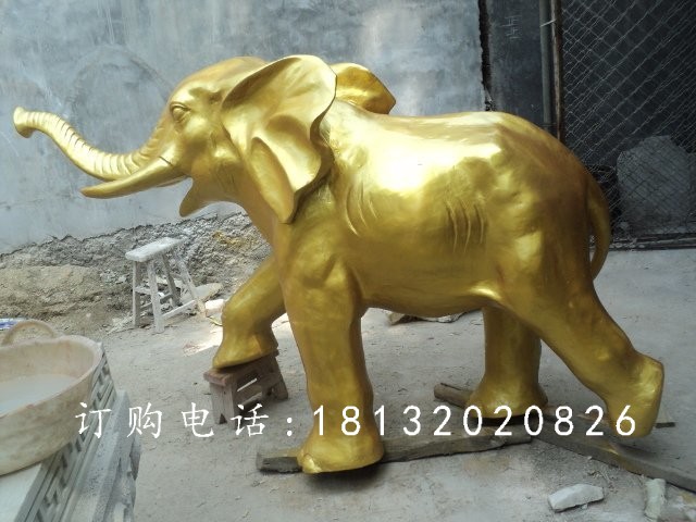 玻璃鋼仿銅大象雕塑，廣場動物雕塑 (1)