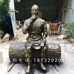 工匠祖師魯班雕塑，玻璃鋼仿銅人物雕塑