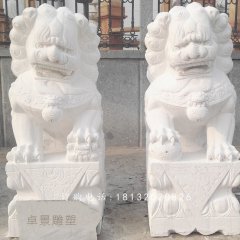 漢白玉獅子石雕，門口獅子石雕