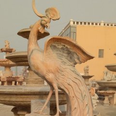 鳳凰石雕，晚霞紅古代神獸石雕