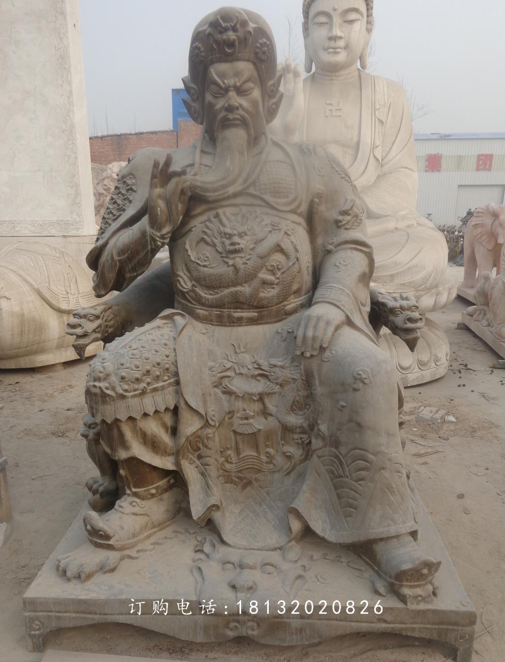 關(guān)公石雕，青石關(guān)公雕塑，寺廟石關(guān)公