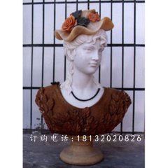 西方美女胸像雕塑，漢白玉人物石雕
