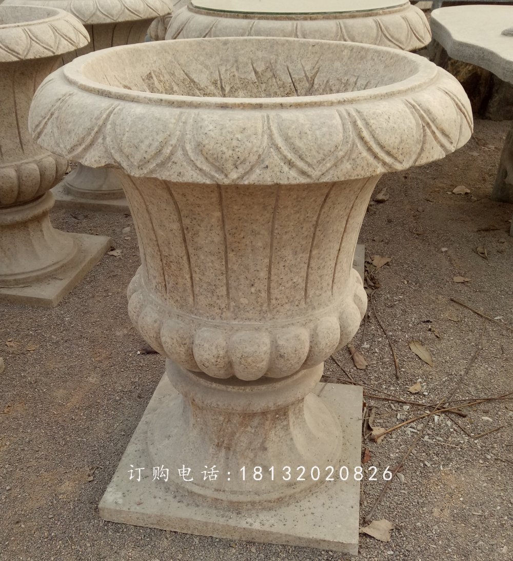 砂巖花盆，公園花盆石雕