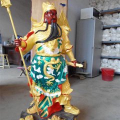 持刀關(guān)公雕塑，玻璃鋼彩繪關(guān)公雕塑
