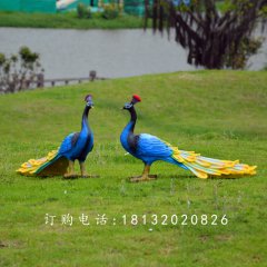 藍(lán)孔雀雕塑，玻璃鋼仿真孔雀雕塑